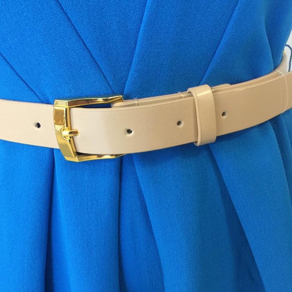 Tahari Blue Sleeveless Dress with Belt size 4 - Picture 6 of 8